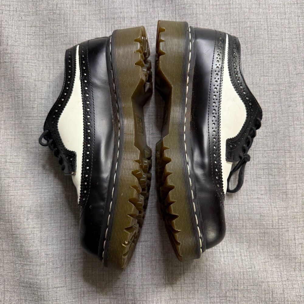 Dr. Martens 3989 Brogue Leather Wingtip Black White -Platform Oxford Men's US 8 - Picture 7 of 11